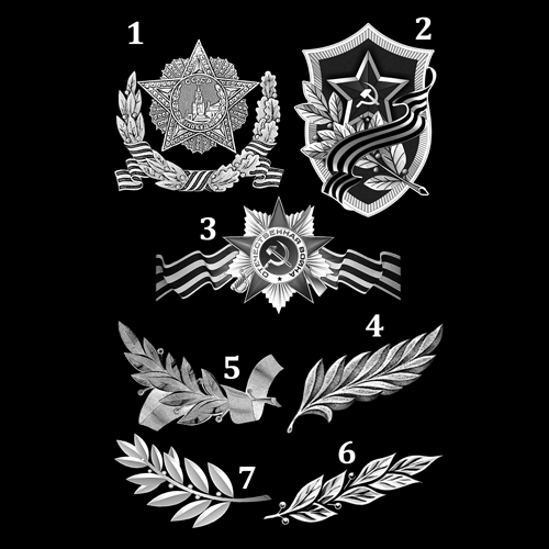 Гравировка военная символика, лавровые ветви (арт. ГВС)