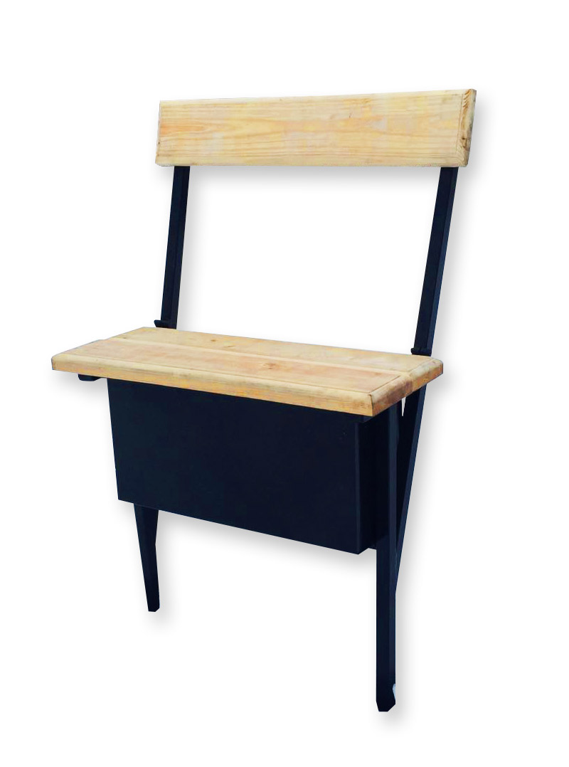 Лавка на кладбище со спинкой и ящиком «Спокойствие» (арт. КИ-5)